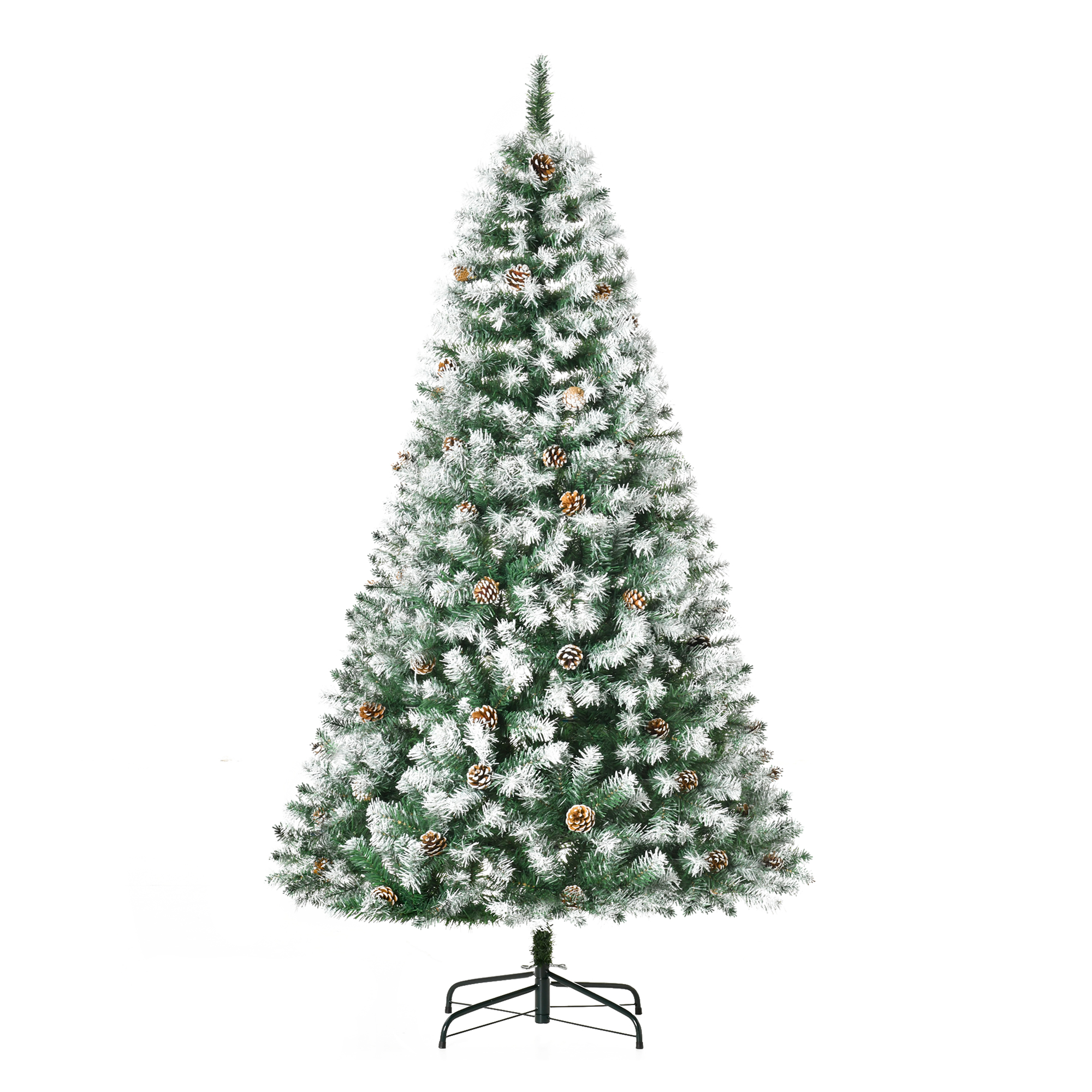 Künstlicher Weihnachtsbaum verschneit mit Zapfen, 180 cm, Grün-Weiß