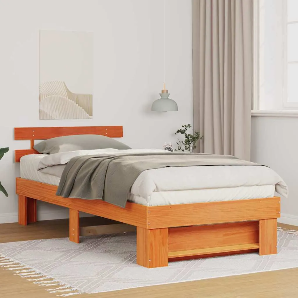 Bettrahmen Massivholz 208 x 83 x 73 cm Wachsbraun