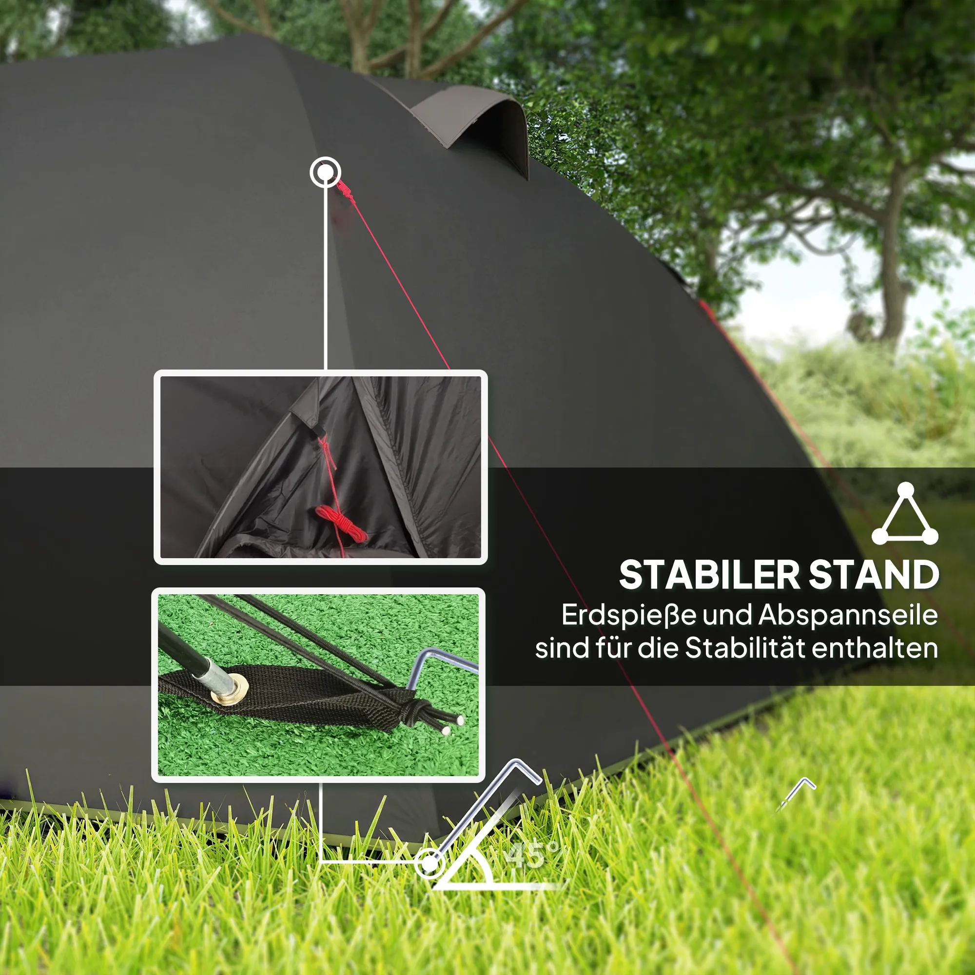 Campingzelt 3 Personen 330x190x120 cm Schwarz