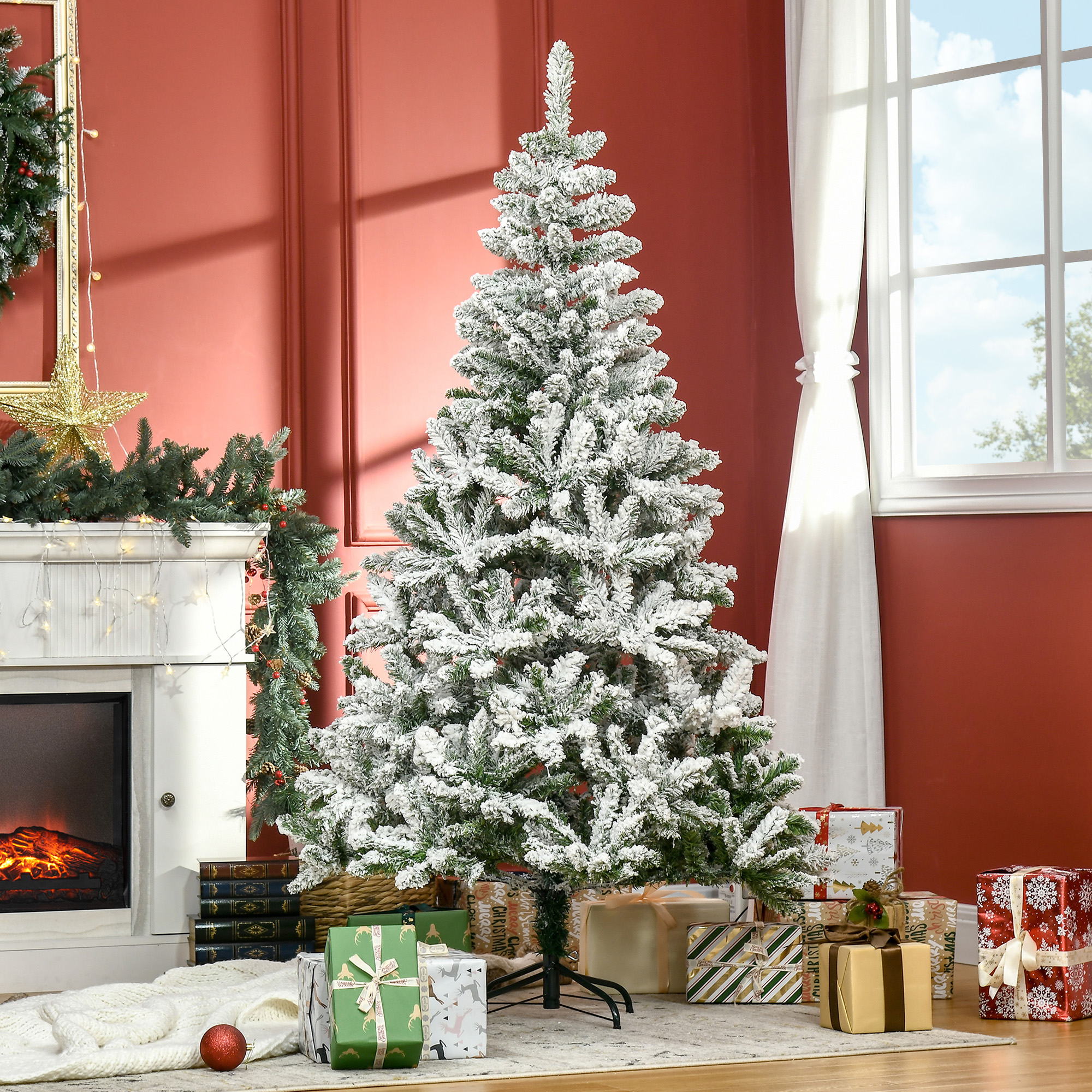 Künstlicher Weihnachtsbaum mit Schnee-Effekt, 180 cm, Grün/Weiß