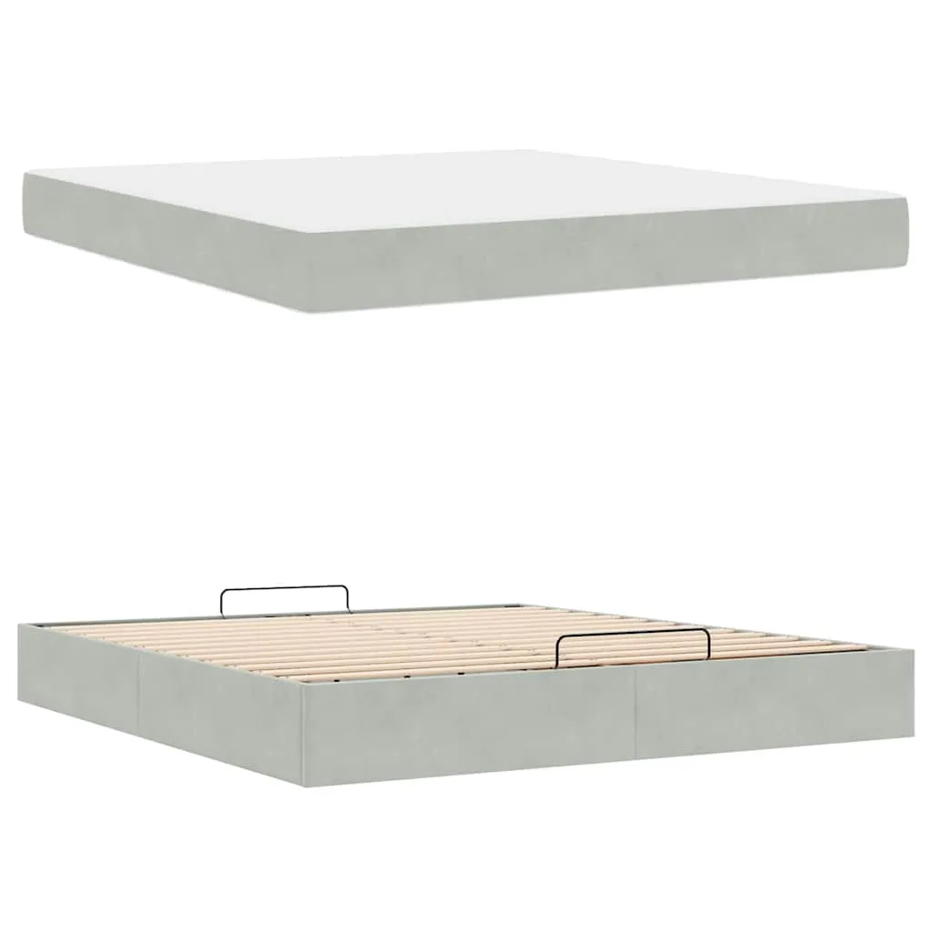 Bettgestell mit Matratze 203 x 180 x 43,5 cm Hellgrau