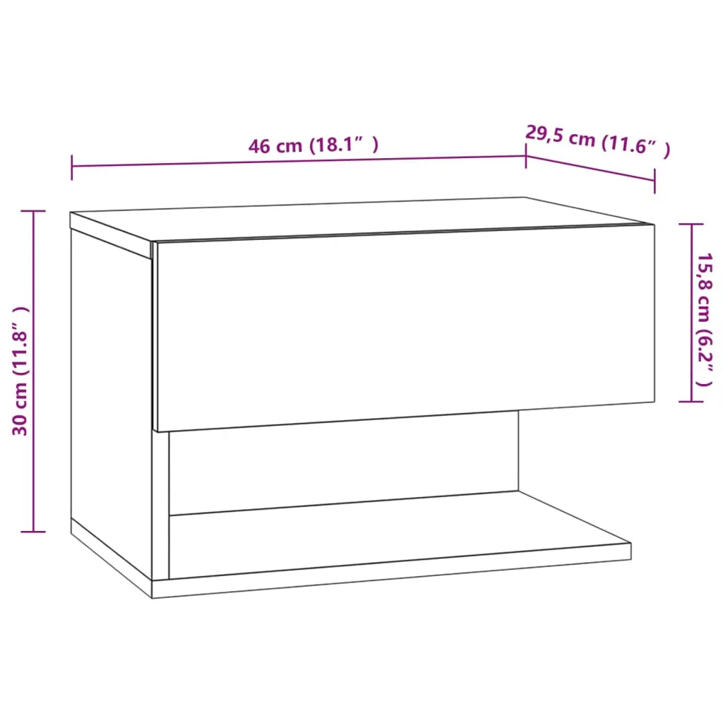 Wand-Nachttisch 46 x 29,5 x 30 cm Grau Sonoma Holzwerkstoff