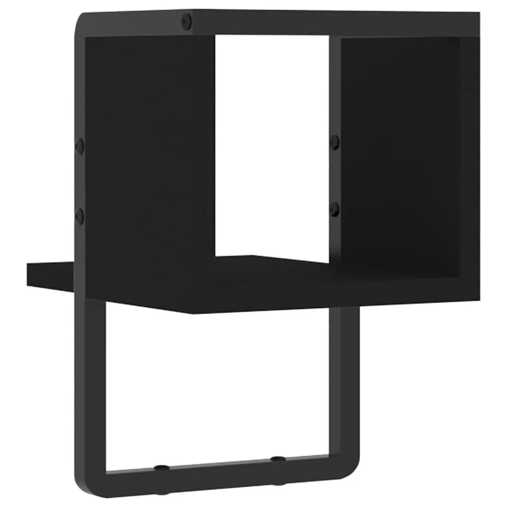 Schweberegal Wandregal 20 x 25 x 30 cm Schwarz aus Holzwerkstoff und Metall