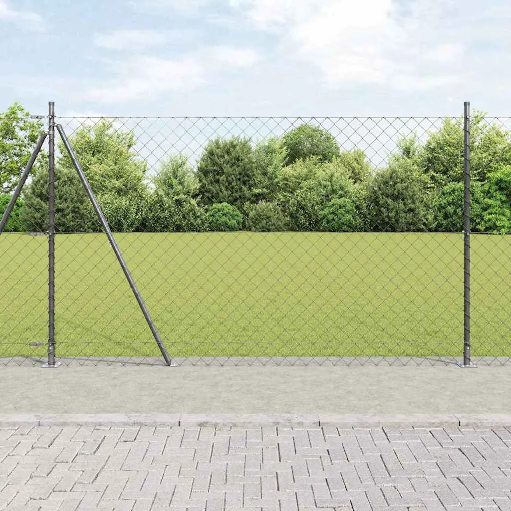 Zaunpfosten Set Grau 1000 x 3,2 x 140 cm