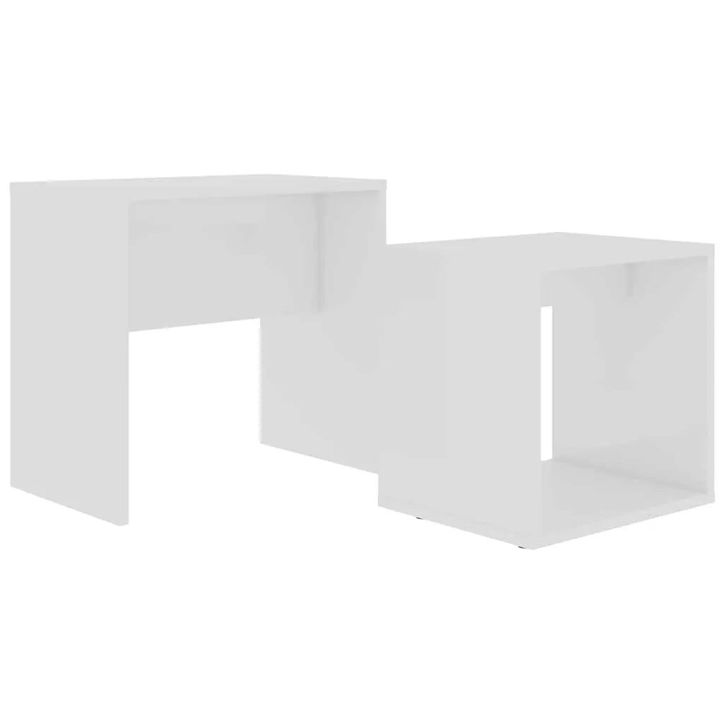 2-teiliges weißes Satztisch-Set 48x30x45 cm & 37x29x36 cm