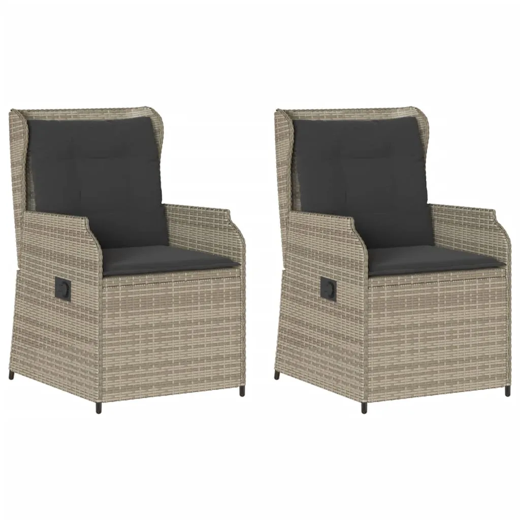 Verstellbarer Gartenstuhl Hellgrau 55x67x95 cm mit PE-Rattan & Stahlrahmen