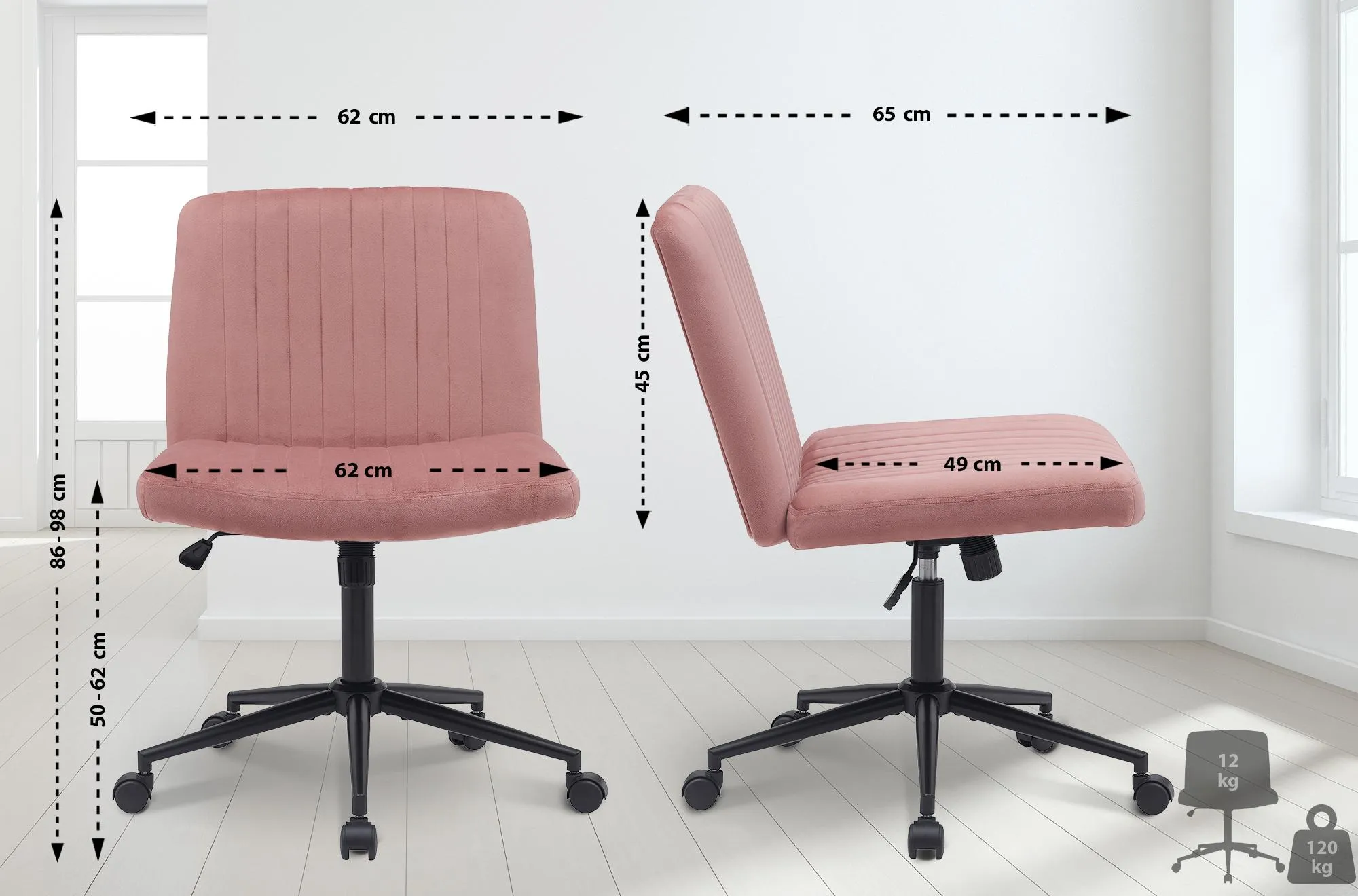 Bürostuhl Kingman 86-98x62x65 cm pink
