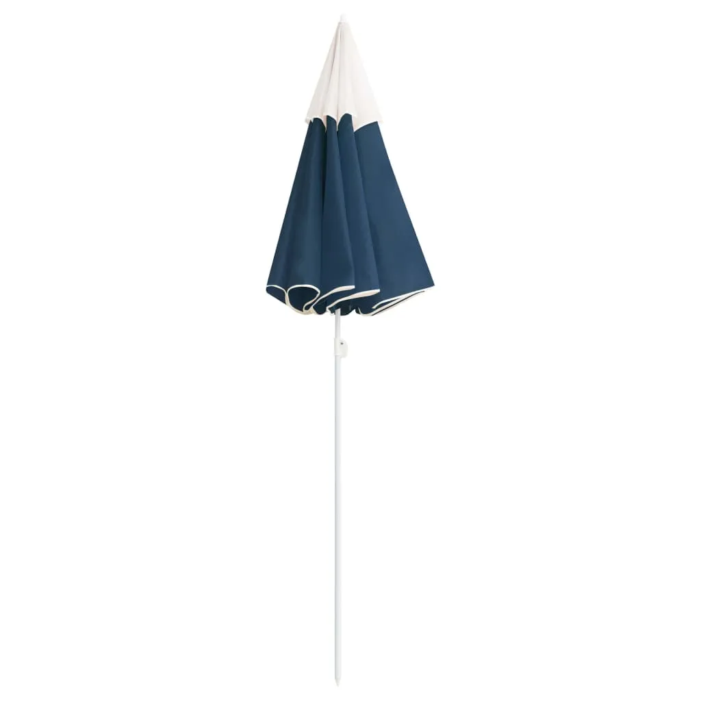 Blauer Sonnenschirm 176,5 x 200 cm mit Stahlgestell und Polyesterbespannung