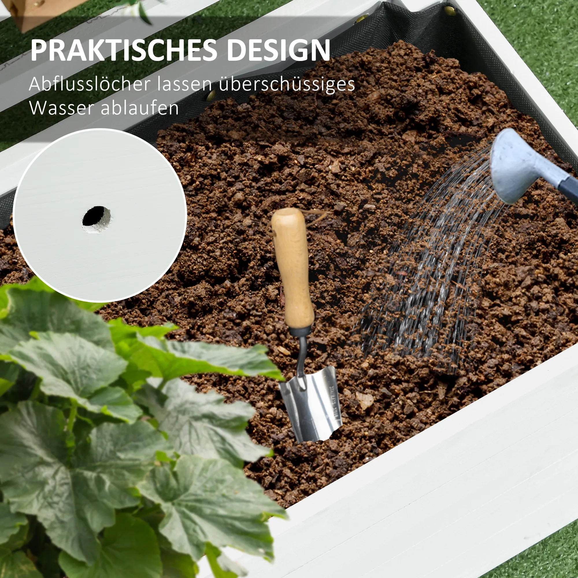 Blumenkasten mit Spalier 76L x 30B x 155H cm in Weiß