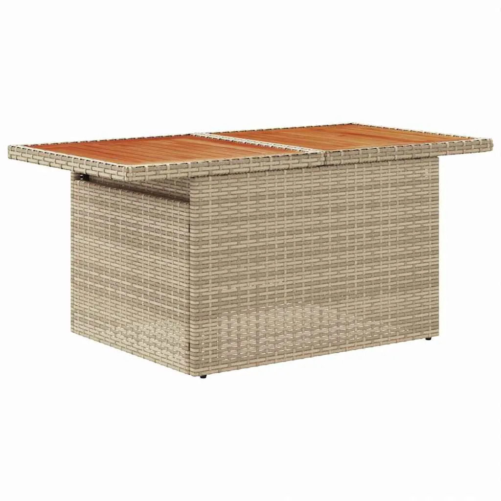 Poly-Rattan Garten-Esszimmer-Set 100x55x73 cm Beige Creme mit Echtholz