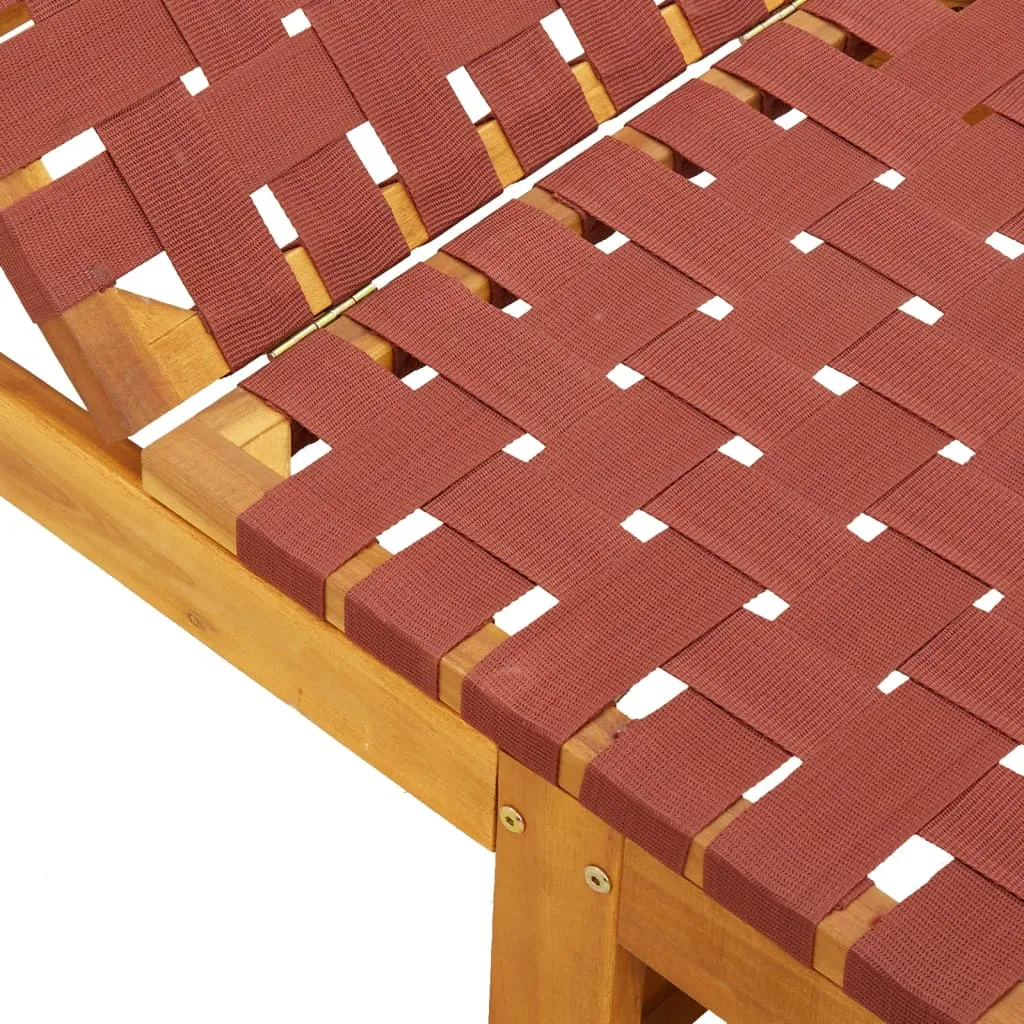Sonnenliege aus Echtholz mit Stoffbezug, 157x55x60/74/87 cm, Rot-Braun