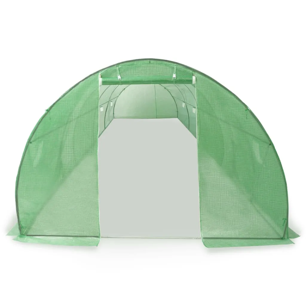Gewächshaus 900x300x200 cm Grün mit PE-Netzgewebe und verzinktem Stahlrahmen