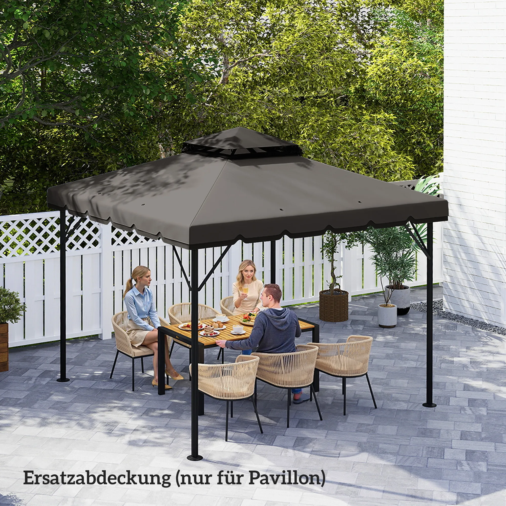 Ersatzdach 3 x 3 m Hellgrau+Dunkelgrau für Pavillon