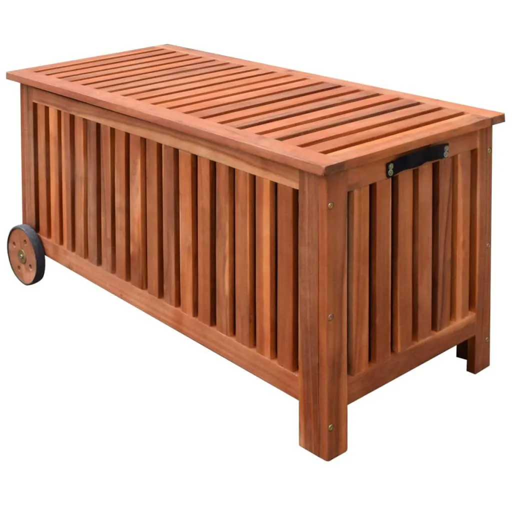 Gartenbox aus massivholz mit ölfinish 118x52x58 cm naturbraun