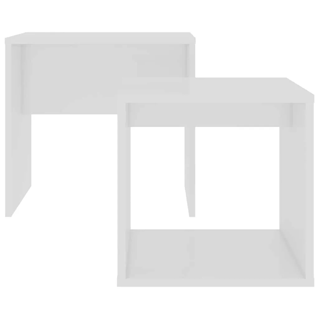 2-teiliges weißes Satztisch-Set 48x30x45 cm & 37x29x36 cm
