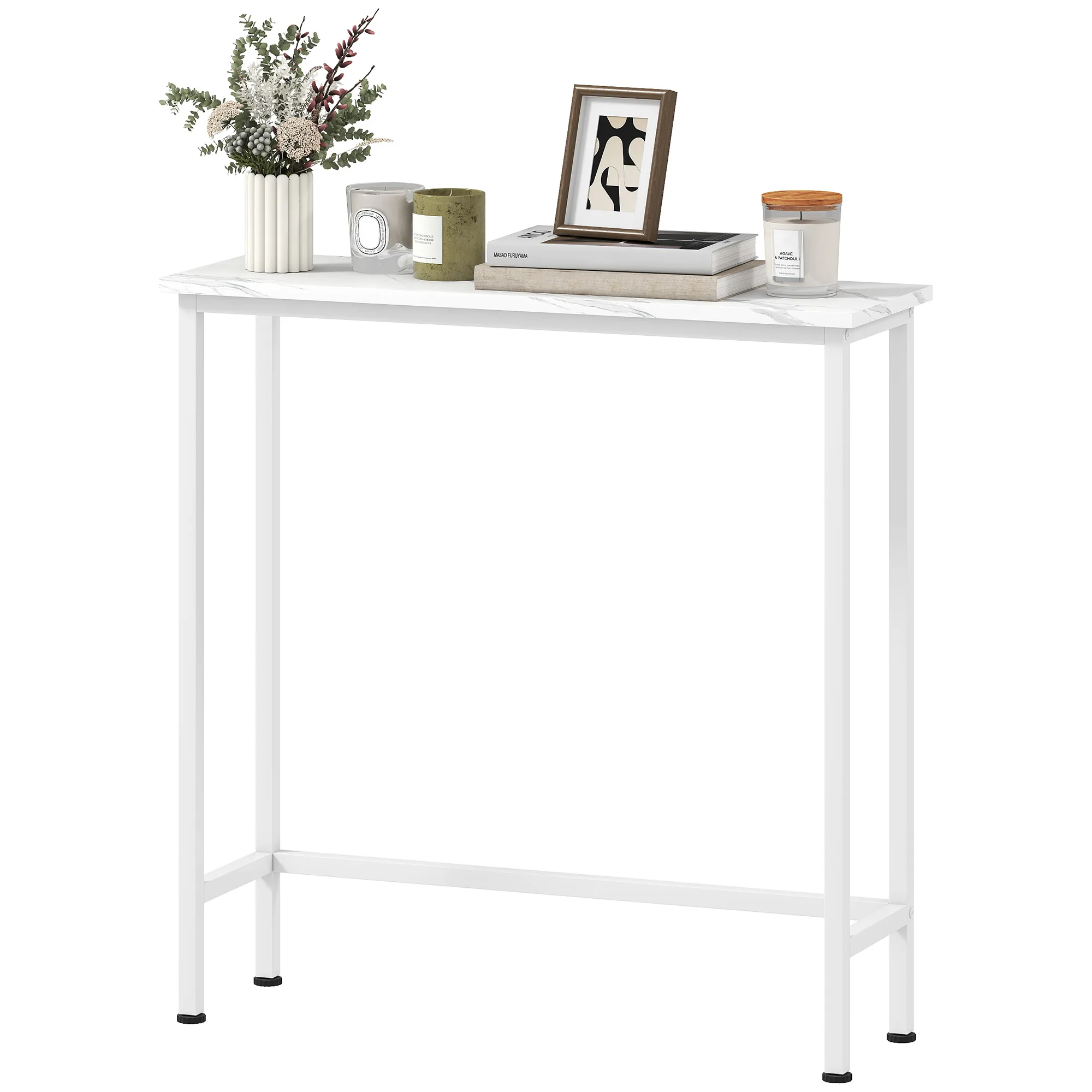Schmaler Konsolentisch 75L x 24B x 76H cm in Weiß