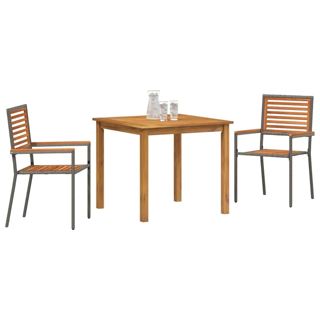 Modernes Garten-Dining-Set Echtholz 85x85x74 cm Grau