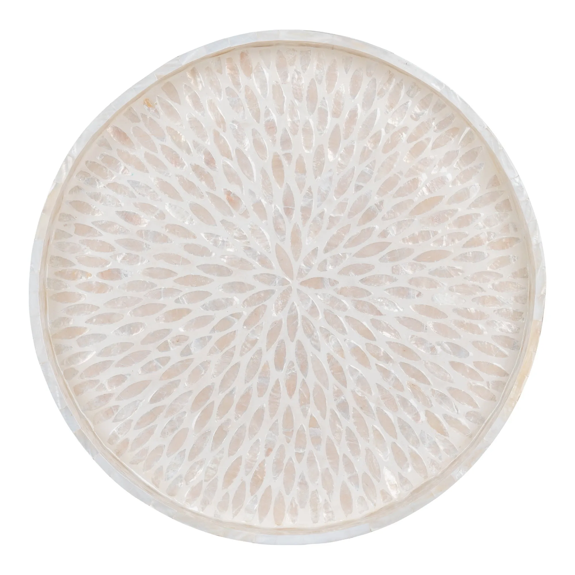 tinkaro Tablett Bambus Capiz ø40x3,5 cm Beige