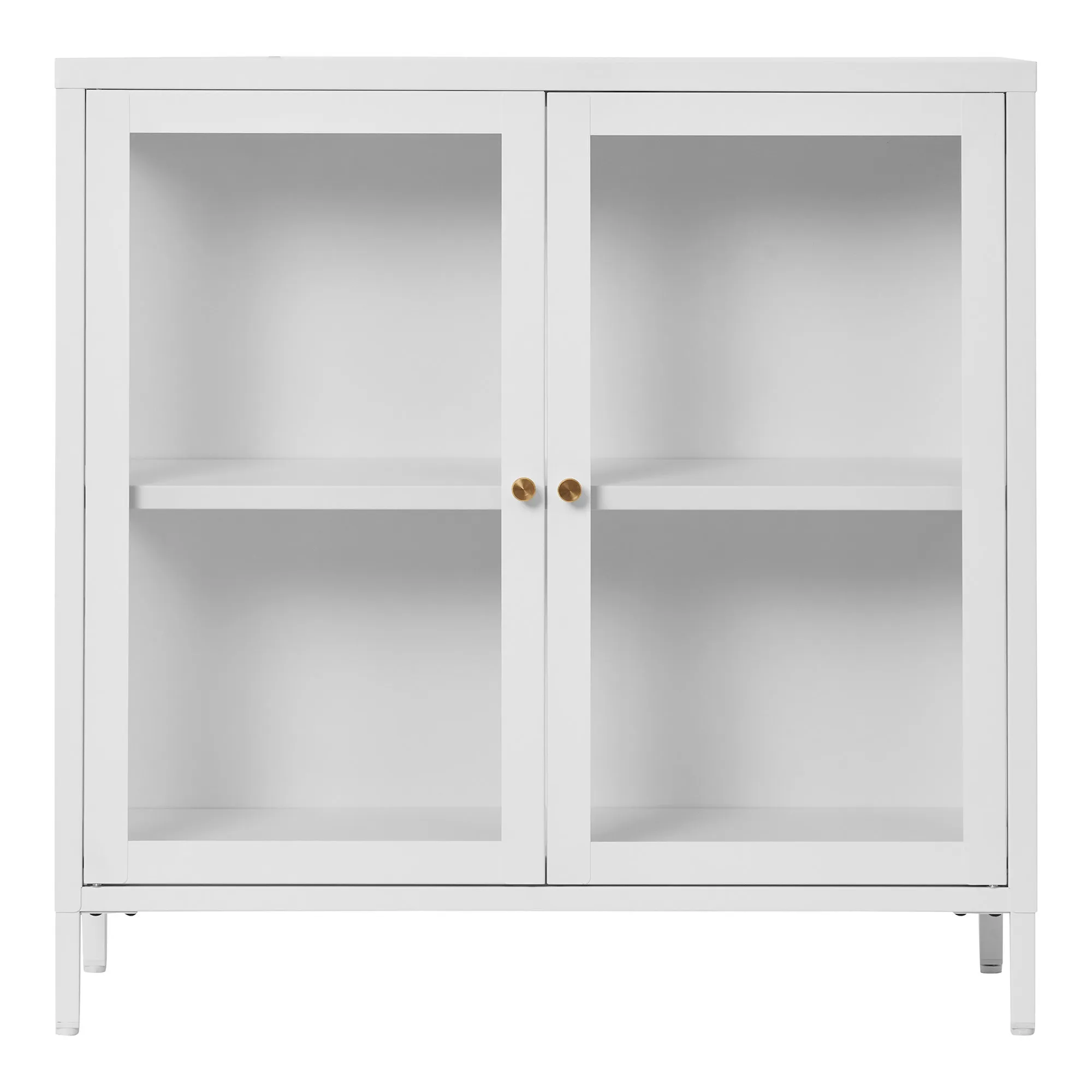 tinkaro Schrank 2 Glastüren 80x35x80 cm Weiß