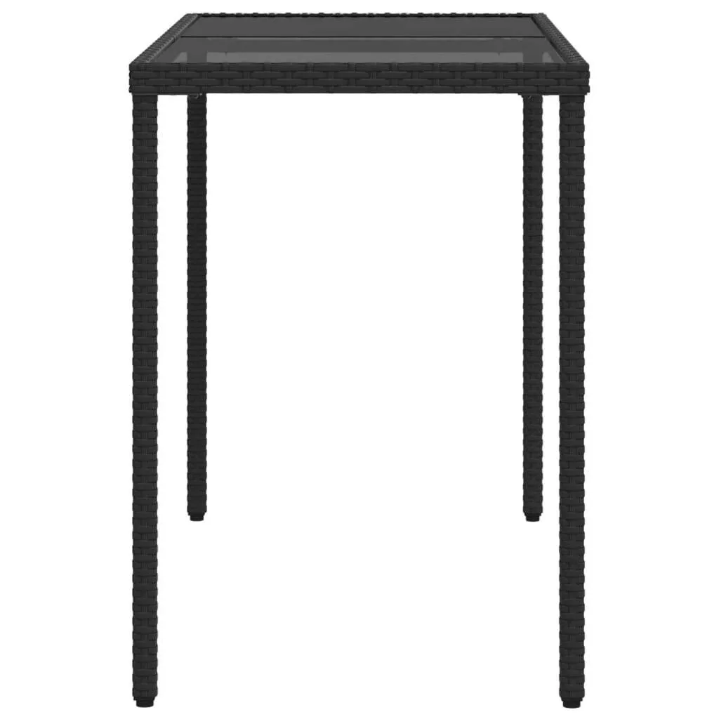 Gartentisch mit Glasplatte 115x54x74 cm Schwarz