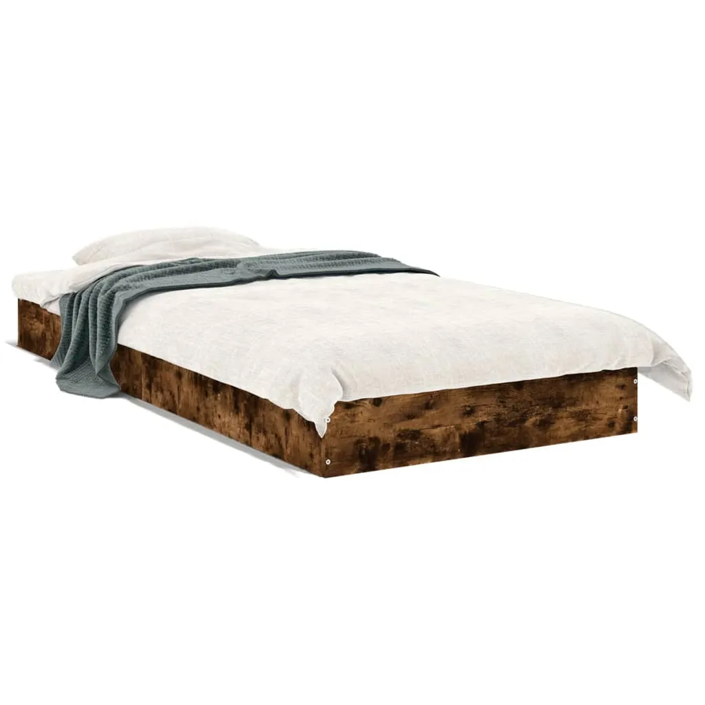 Bettgestell Räuchereiche 193x78x17 cm aus Holzwerkstoff
