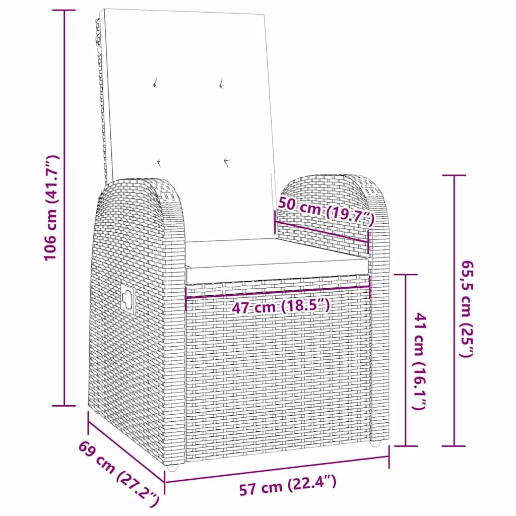 Gartentisch-Set Grau 200x80x73 cm mit 6 Stühlen 57x69x106 cm