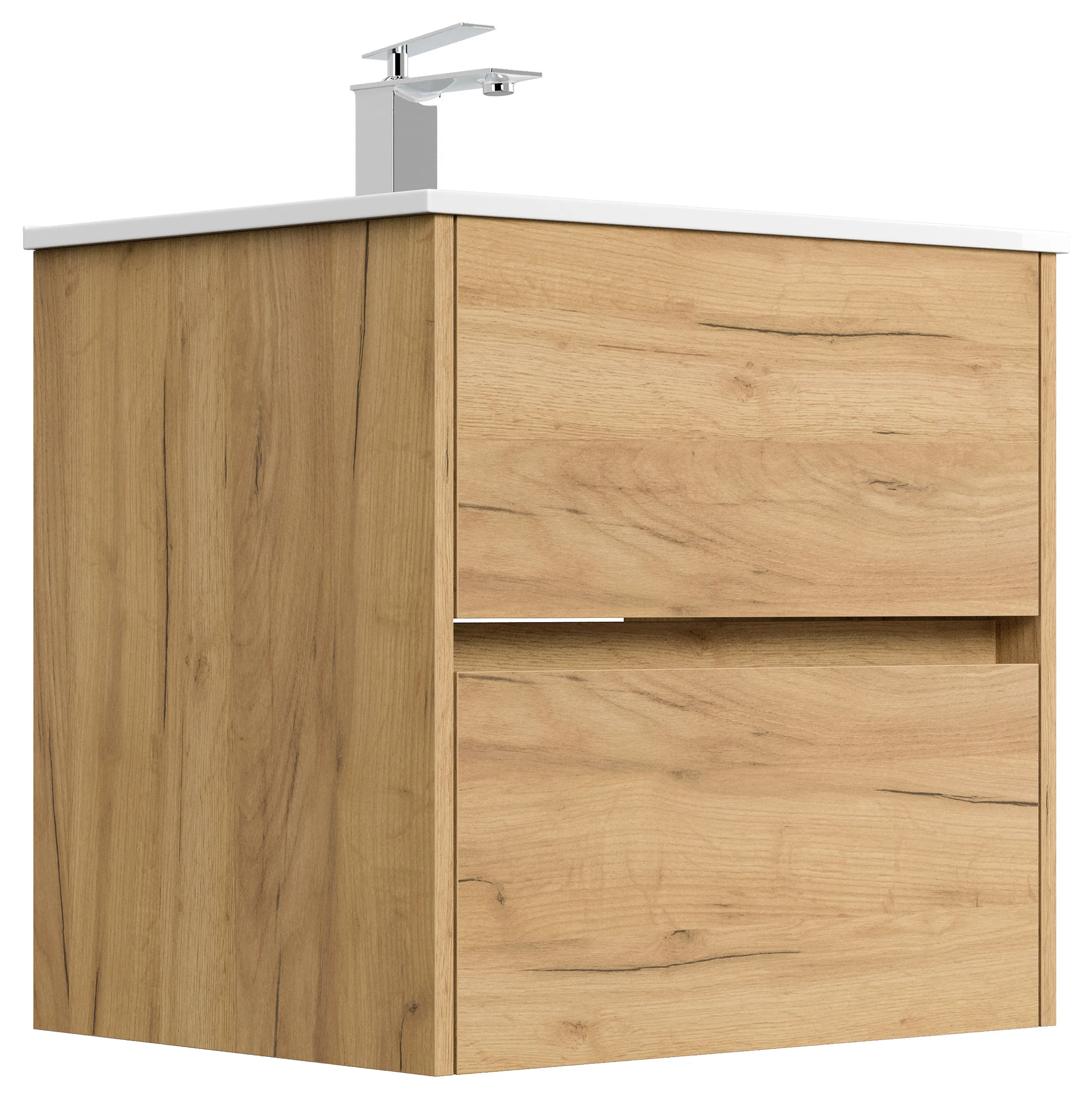 Badmöbel Limes & Waschtisch 60cm 2 Greifraum SoftClose Auszüge eiche gold