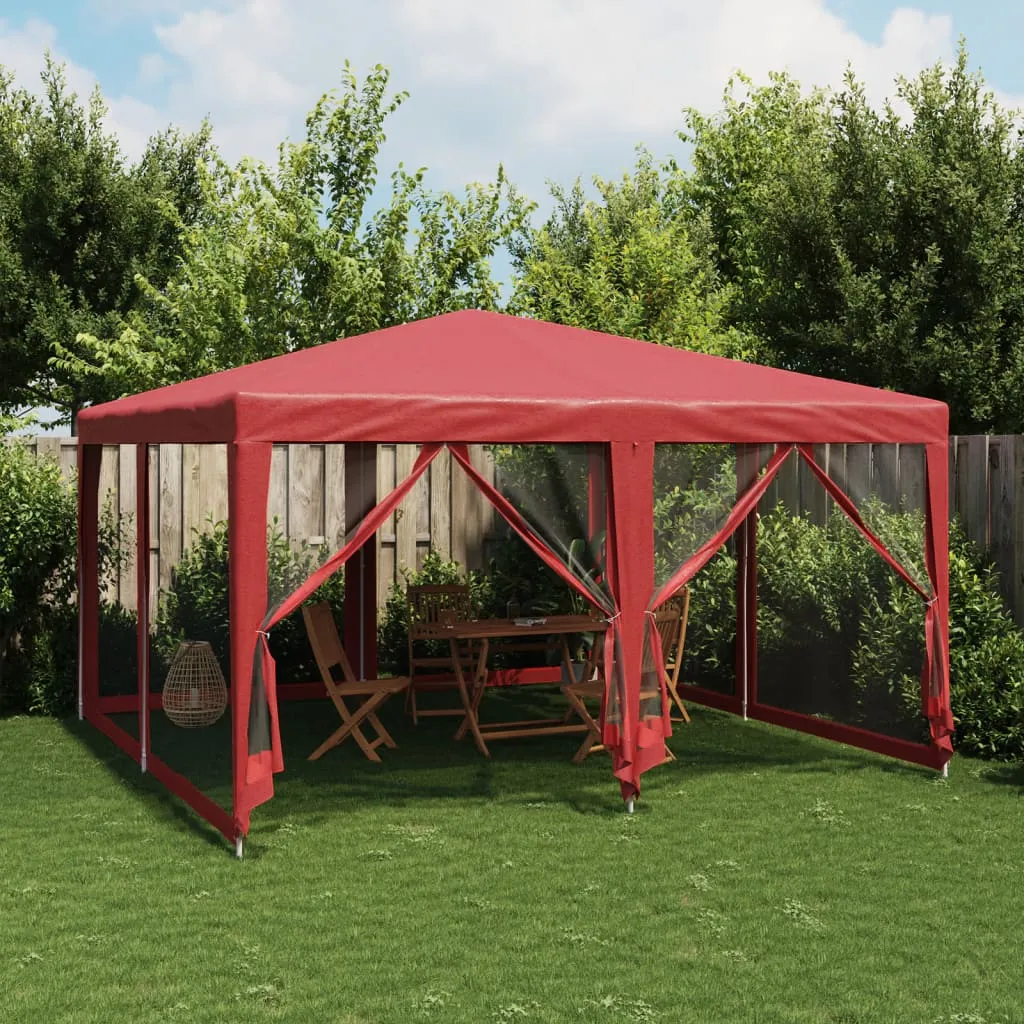 Partyzelt 400x400x268 cm Rot mit wasserfestem HDPE-Dach und Eisengestell