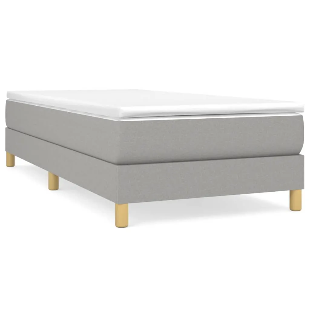 Boxspring-Bettrahmen Hellgrau 203x100x25 cm Stoff und Massivholz