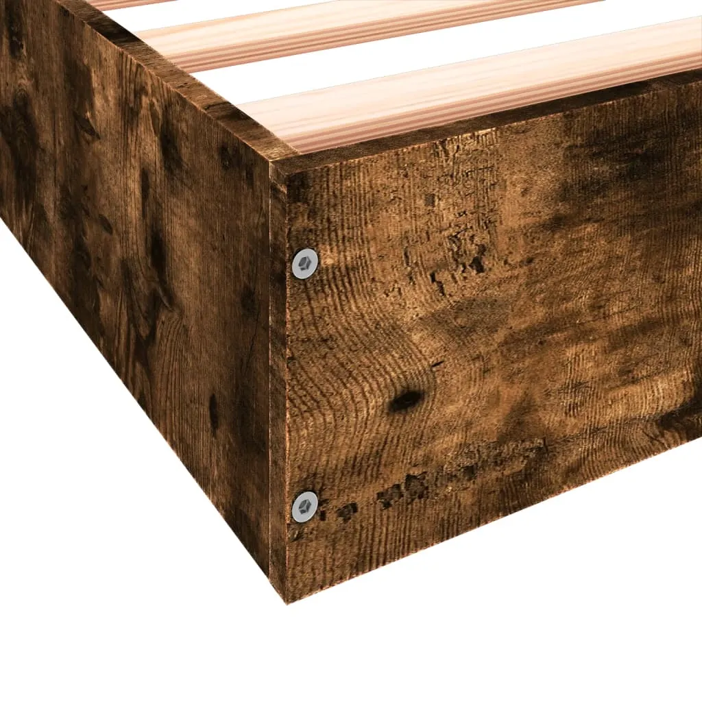 Bettgestell Räuchereiche 193x78x17 cm aus Holzwerkstoff