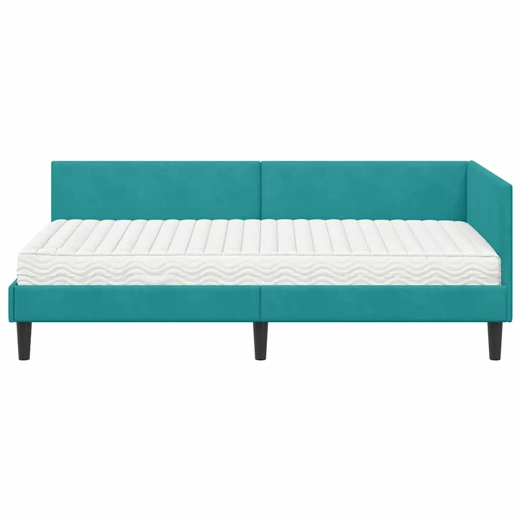 Eckbettgestell mit Matratze 194 x 94 x 72 cm Türkis