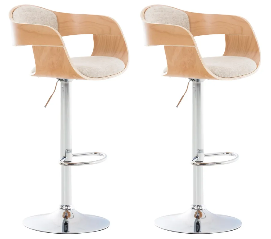 Barhocker Kingston 2er Set 88-102x50x48 cm natura/creme