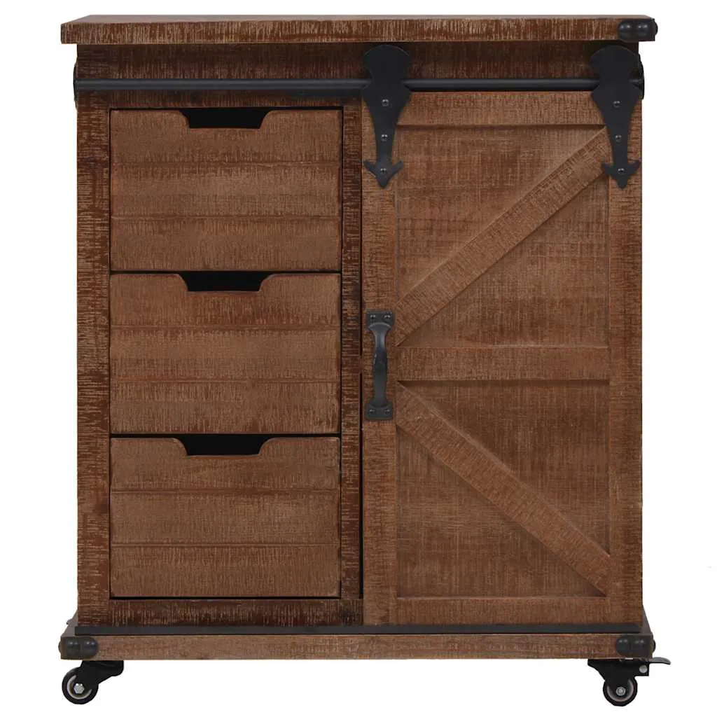 Rollschrank aus massivem Holz Braun 64 x 33,5 x 75 cm