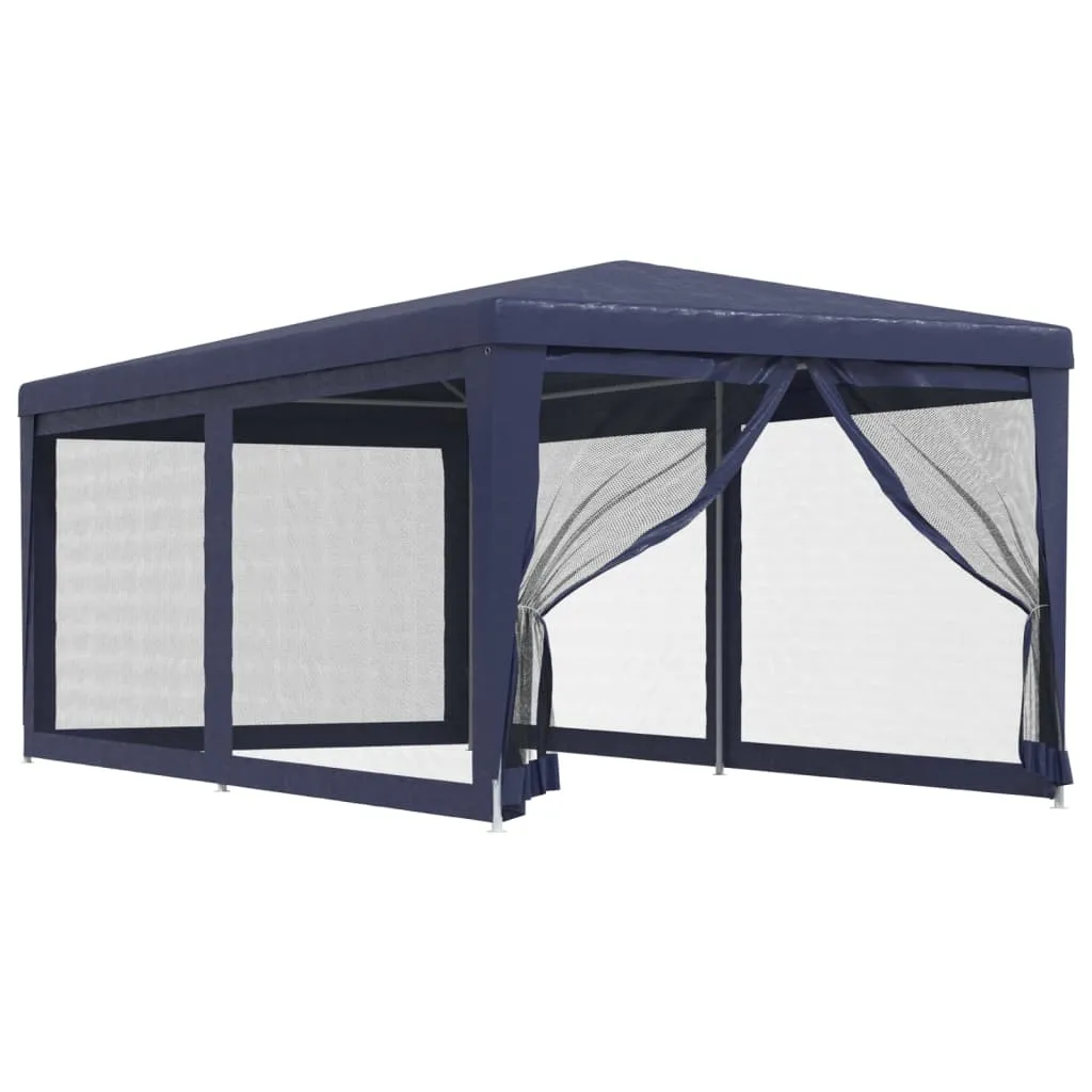 Blaues Partyzelt 296x594x258 cm mit robustem Eisenrahmen und Mesh-Seitenwänden