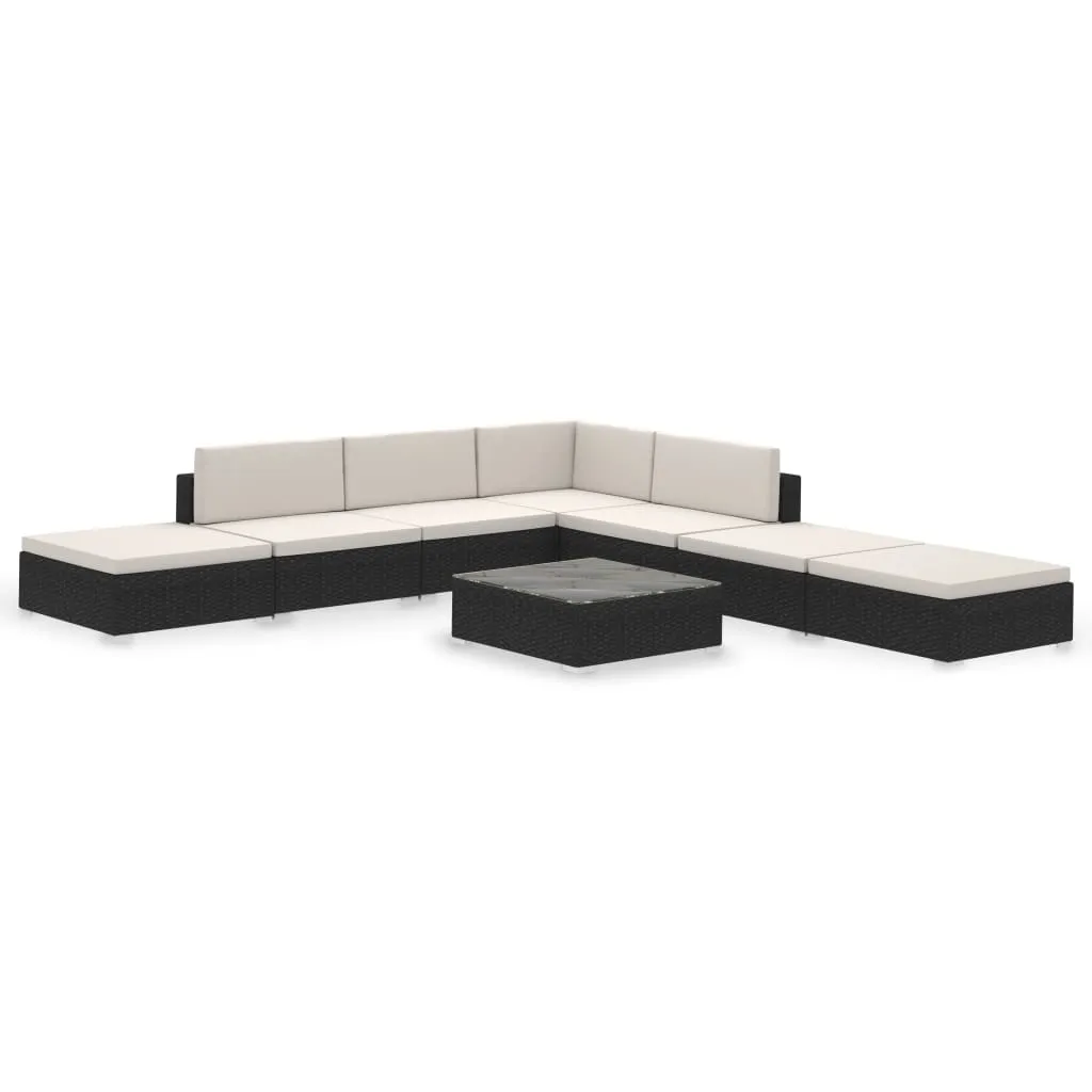 8-tlg. Garten-Lounge-Set mit Auflagen Poly Rattan Schwarz
