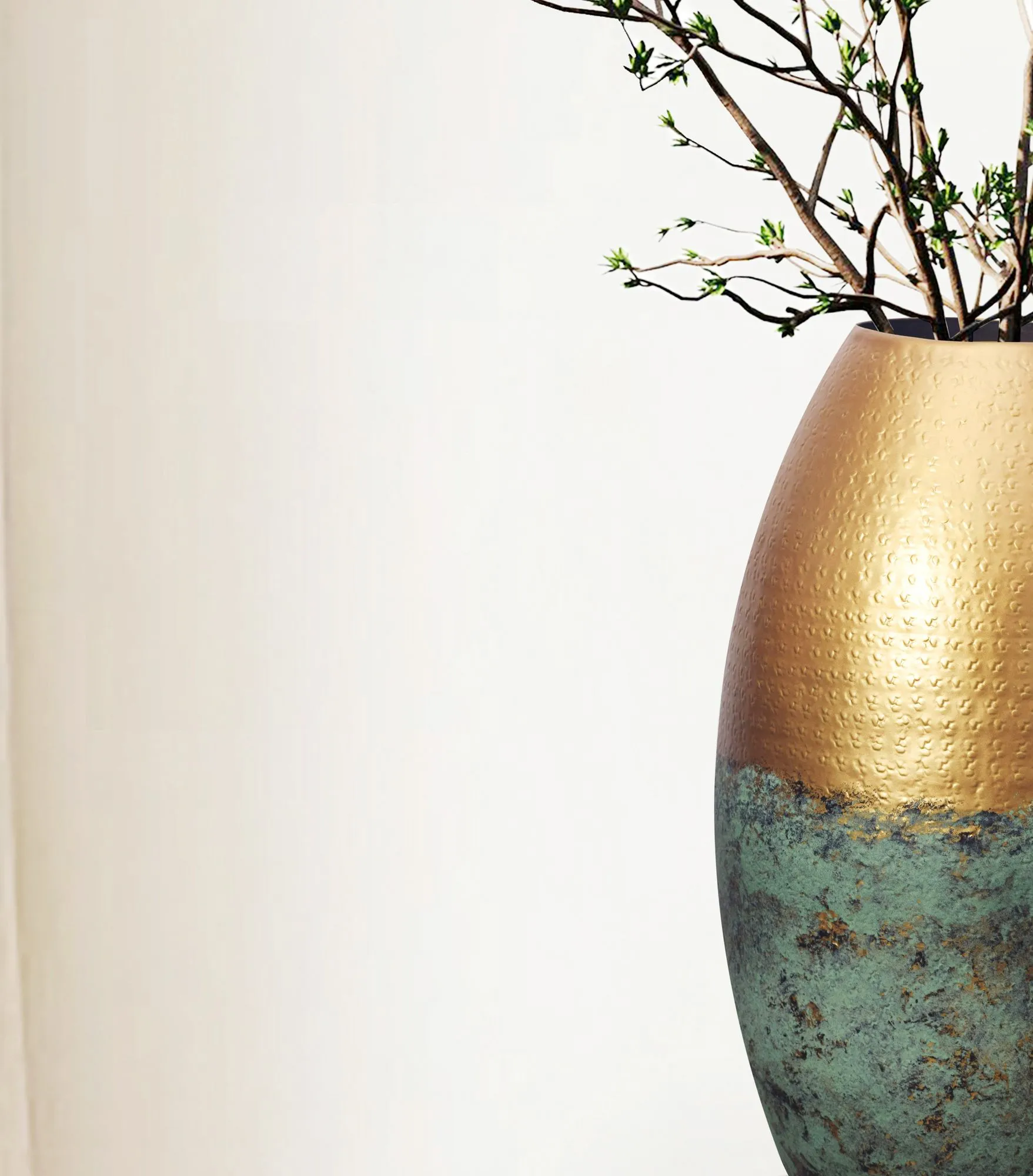 Deko Vase 2er Set Aluminium Gold Patina Blumenvase Modern