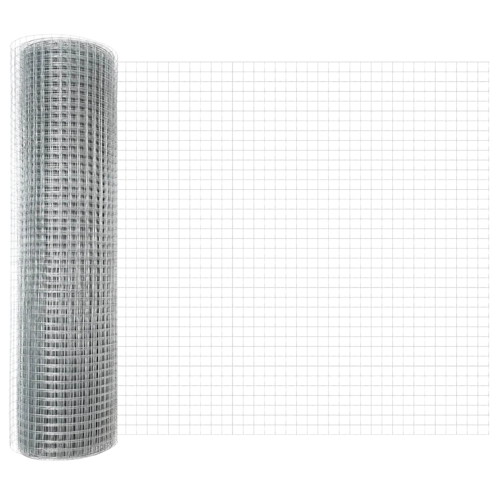 Geschweißter Drahtzaun Silber 1000 x 80 cm für Garten und Terrasse