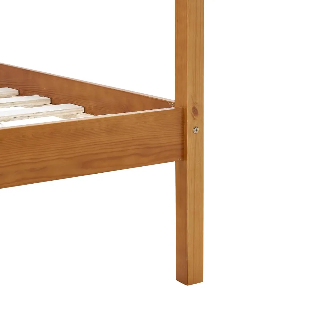 Himmelbettrahmen aus Massivholz, Honigbraun 204 x 94 x 200 cm