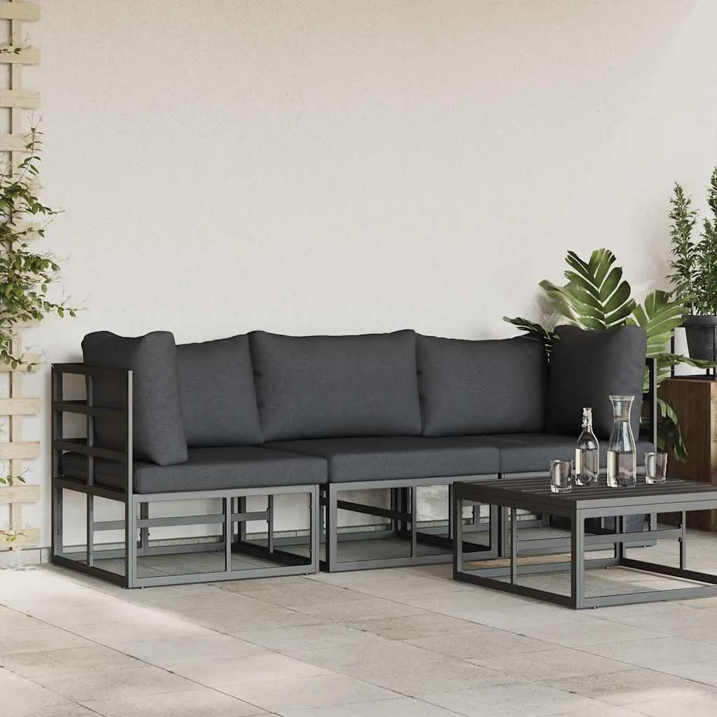 Modernes Outdoor-Möbelset 214 x 71,5 x 71 cm in Schwarz und Anthrazit