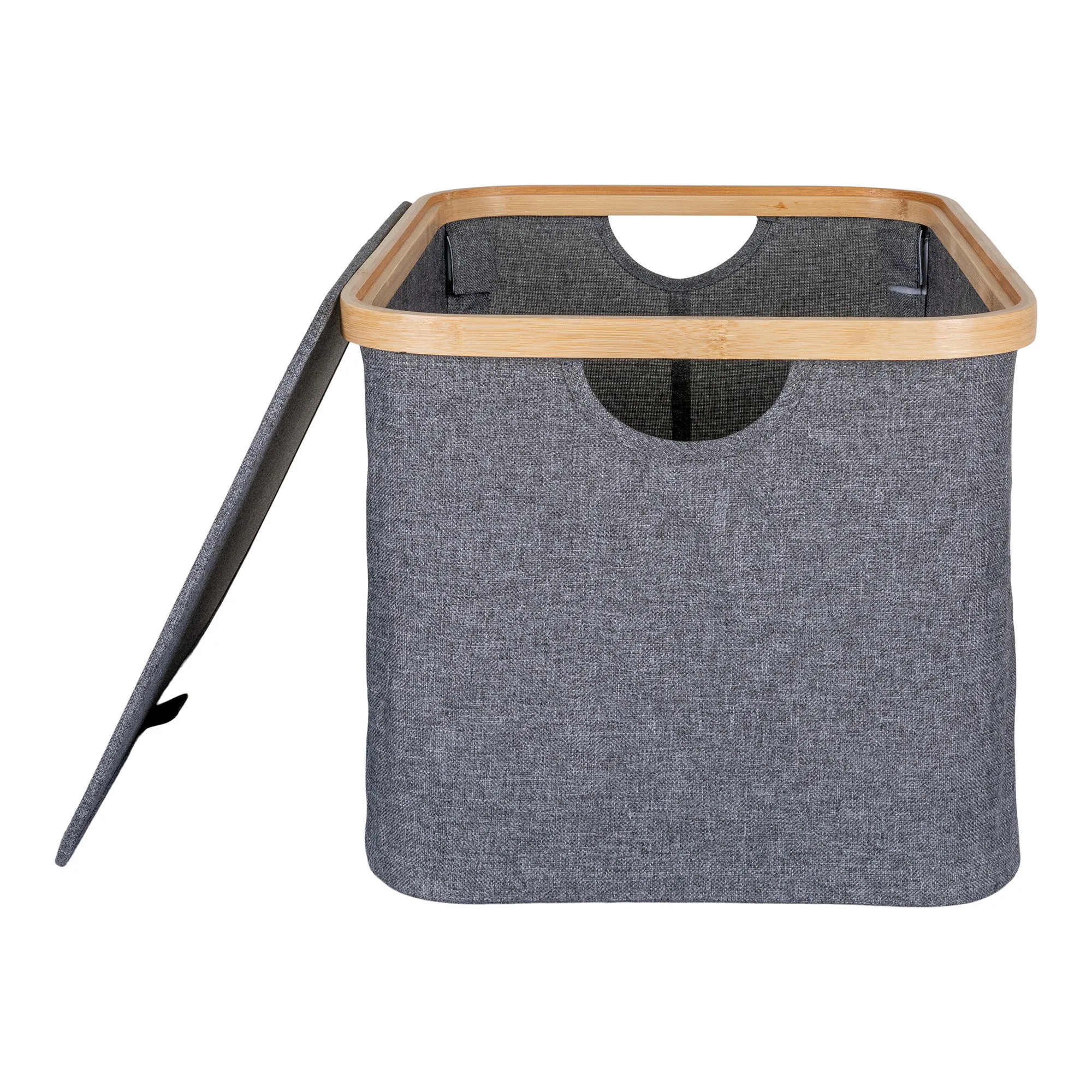 tinkaro Korb Noto Bambus/Textil 45 x 30 x 25 cm Dunkelgrau