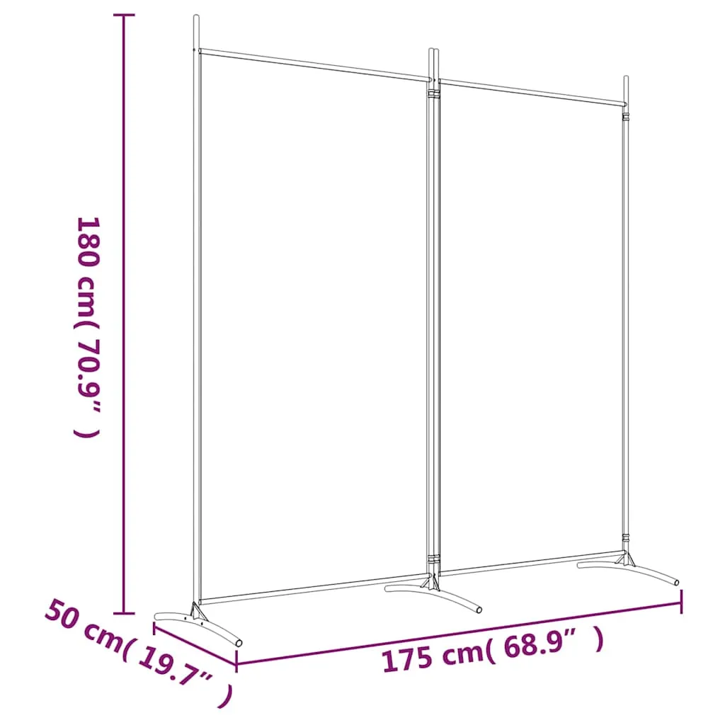 Paravent Raumteiler 175x180 cm Anthrazit Stoff mit 2 Paneelen