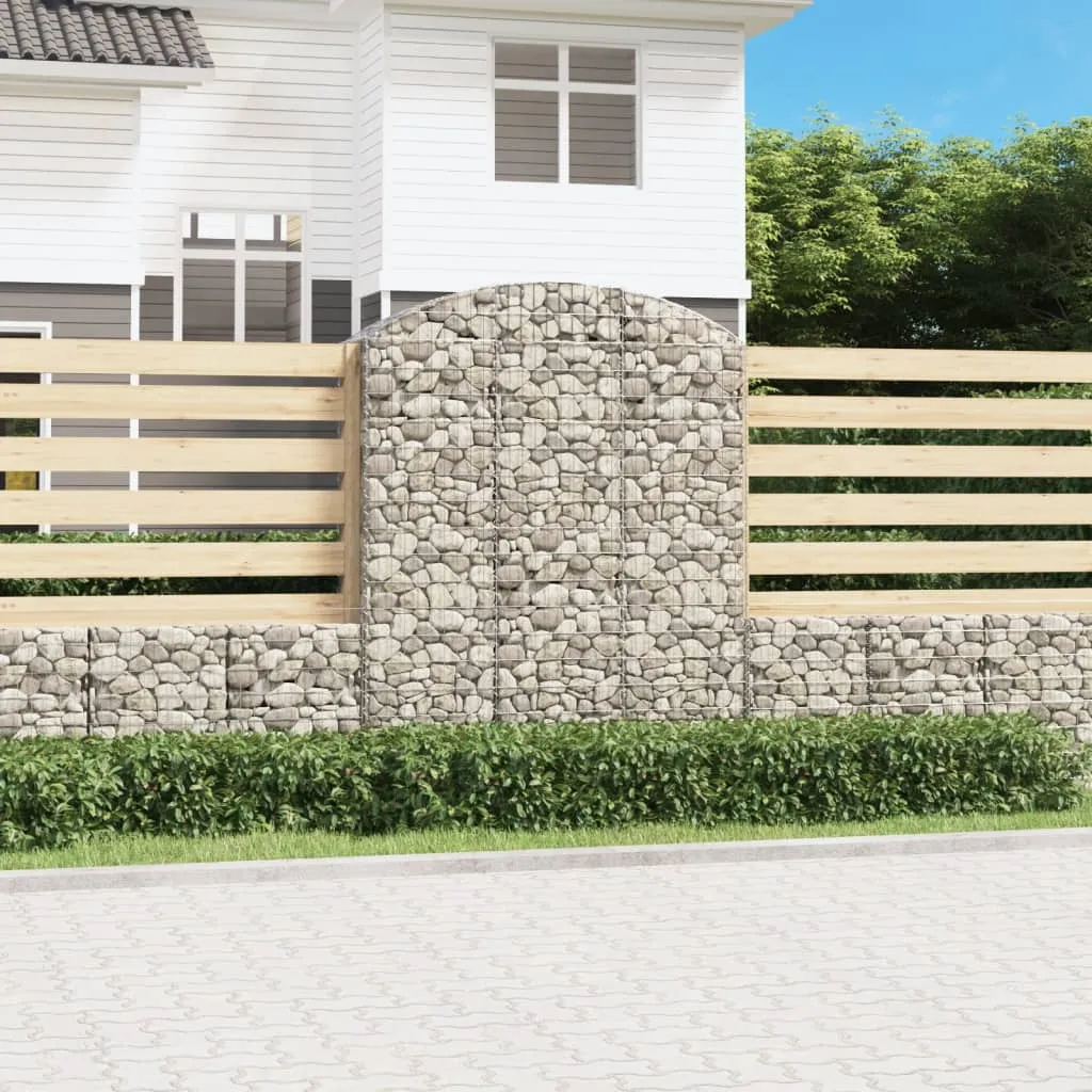 Gabionenwand Hochbogen 150x50x180/200 cm Silber Verzinktes Eisen