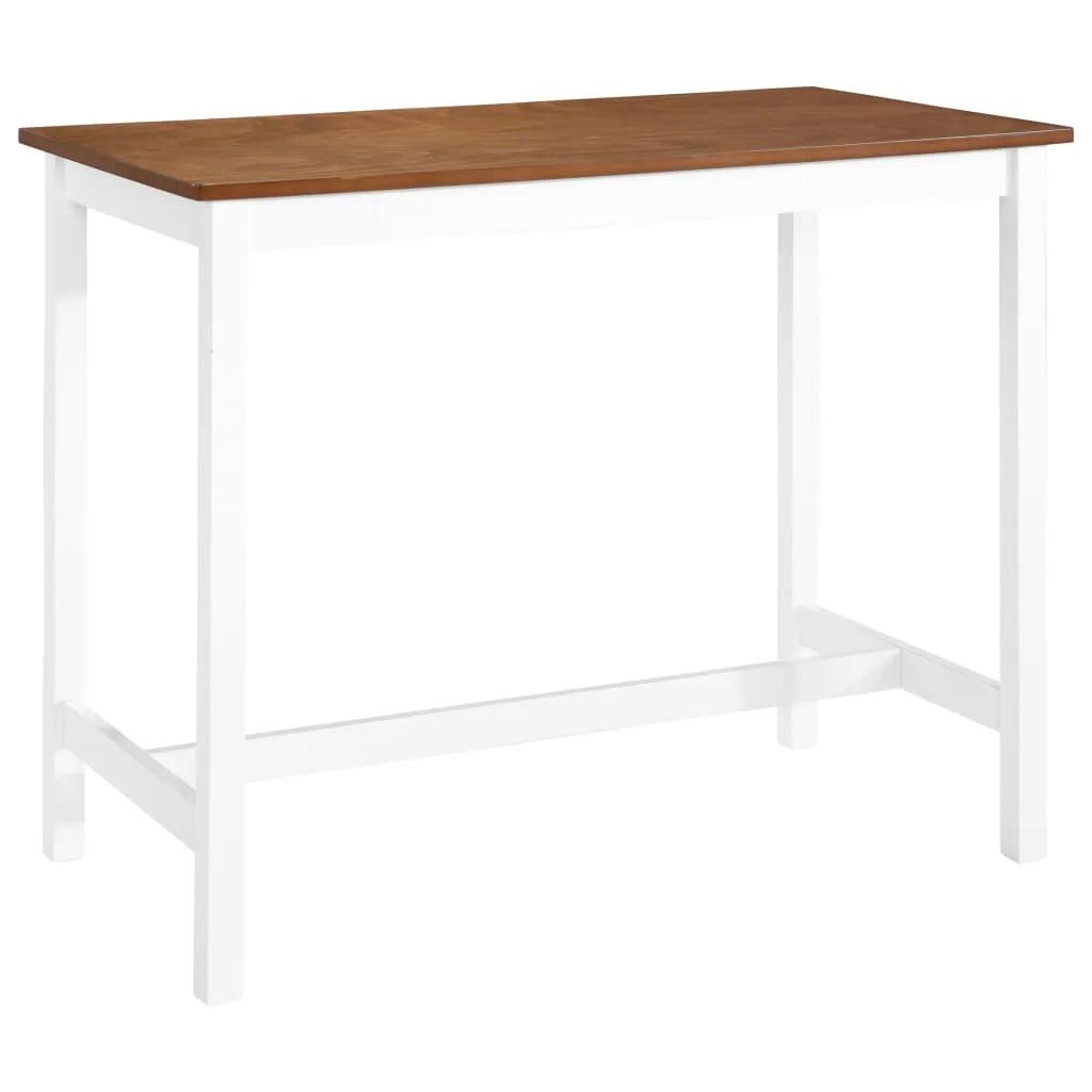 Stehtisch 108x60x91 cm Braun und Weiß mit MDF Tischplatte und Massivholz Beinen