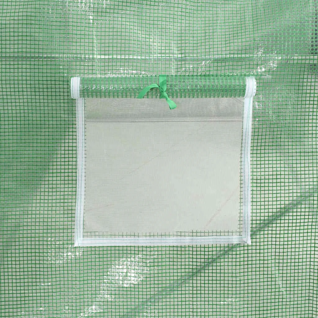 Gewächshaus 15x3x2 m Grün mit PE-Netzgewebe und verzinktem Stahlrahmen