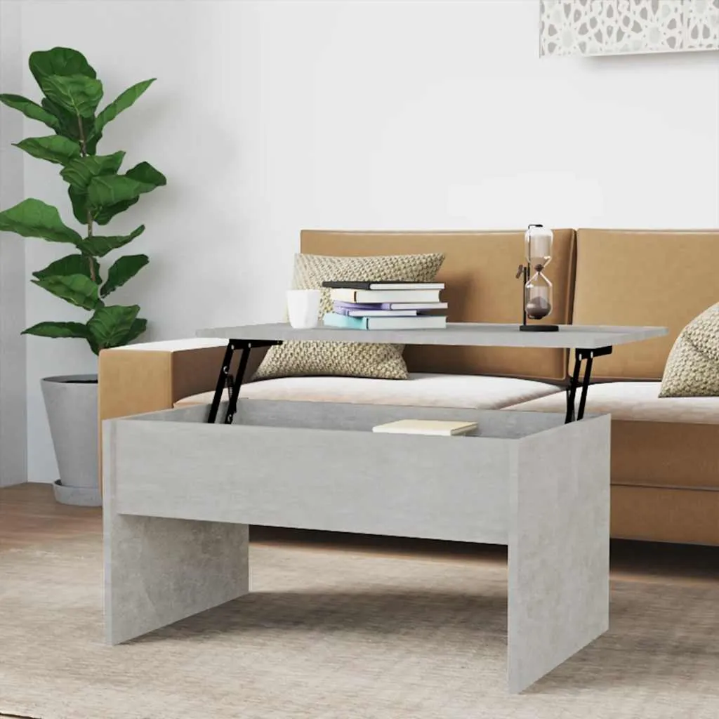 Vielseitiger Couchtisch 80x50,5x41,5 cm Betongrau aus Holzwerkstoff
