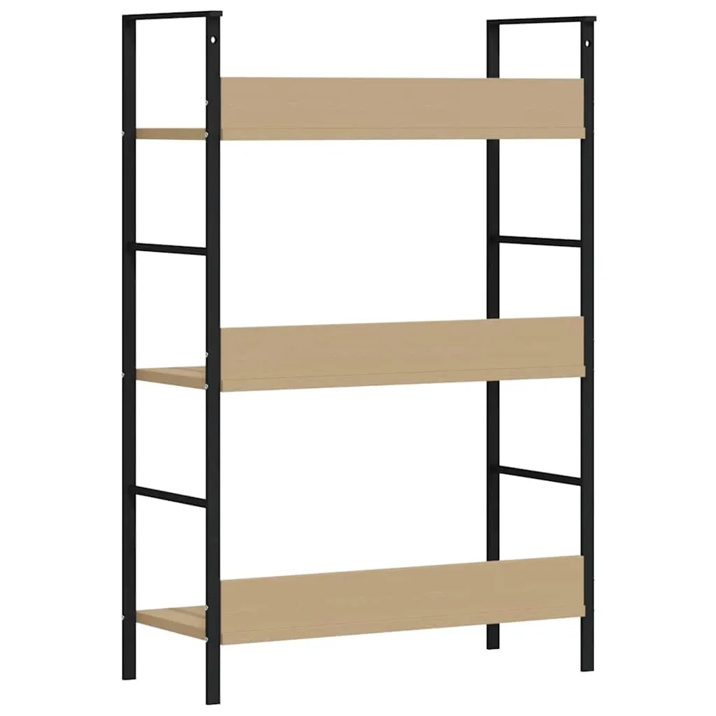 Standregal 60x27,6x90,5 cm in Eichen-Optik und Schwarz mit 3 Ablagen