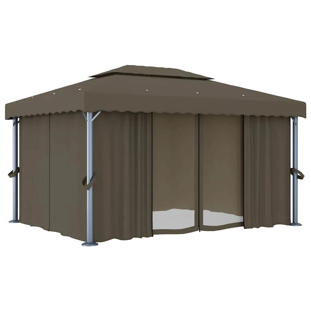 Pavillon 4x3 m Taupe mit Aluminiumgestell und Doppeldach