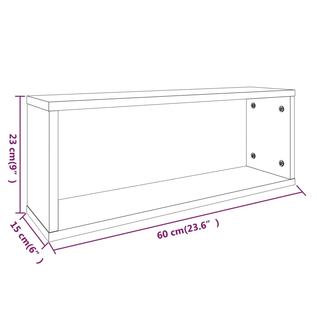 Würfelregal Räuchereiche 60 x 15 x 23 cm - 2er Set