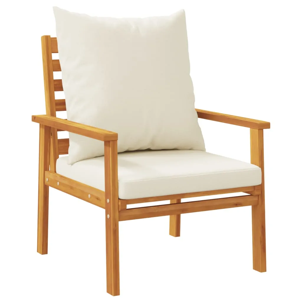 Outdoor-Sessel aus Echtholz 68x65x81 cm mit cremeweißen Kissen