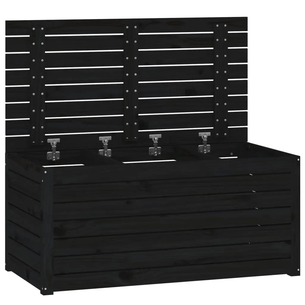 Gartenbox aus massivem Kiefernholz 101 x 50,5 x 46,5 cm Schwarz